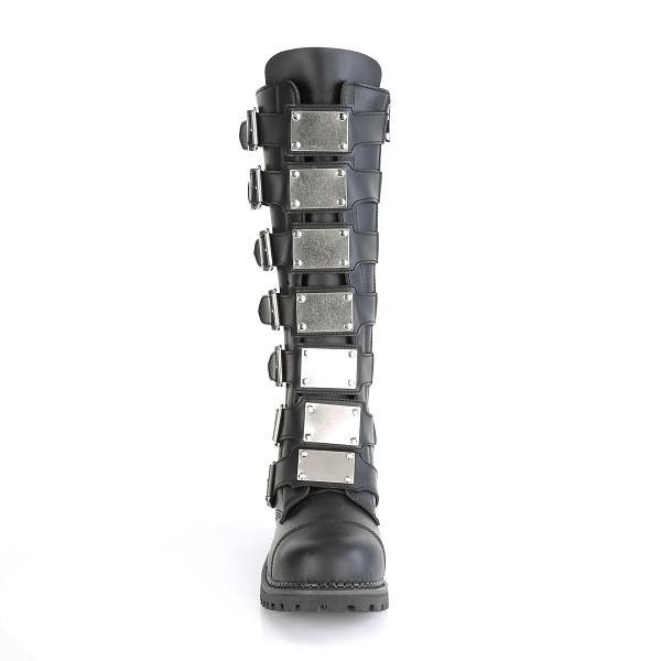 Demonia Men's Riot-21MP Knee High Boots - Black Vegan Leather D8725-96US Clearance